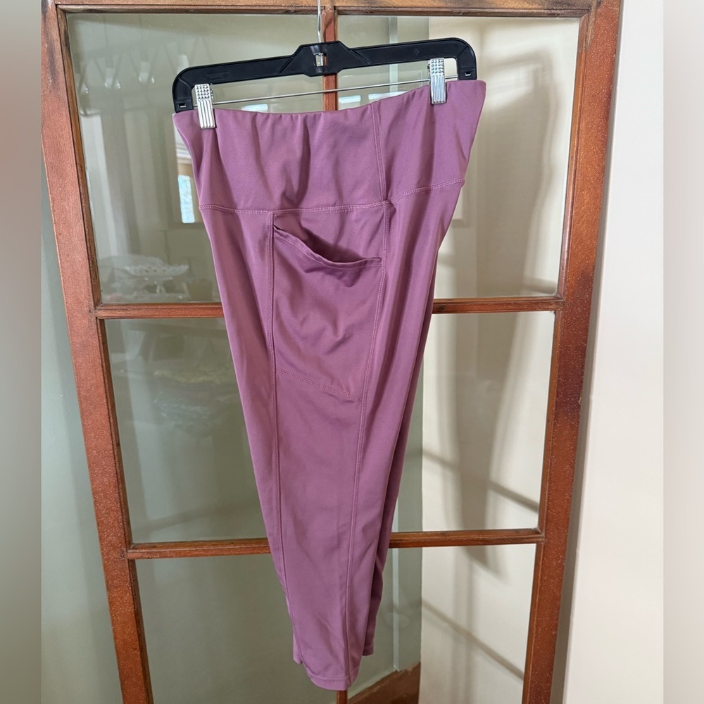 RBX 7/8 Length Mauve Activewear Leggings Side Pockets Size XL Yoga Workout - Picture 3 of 5